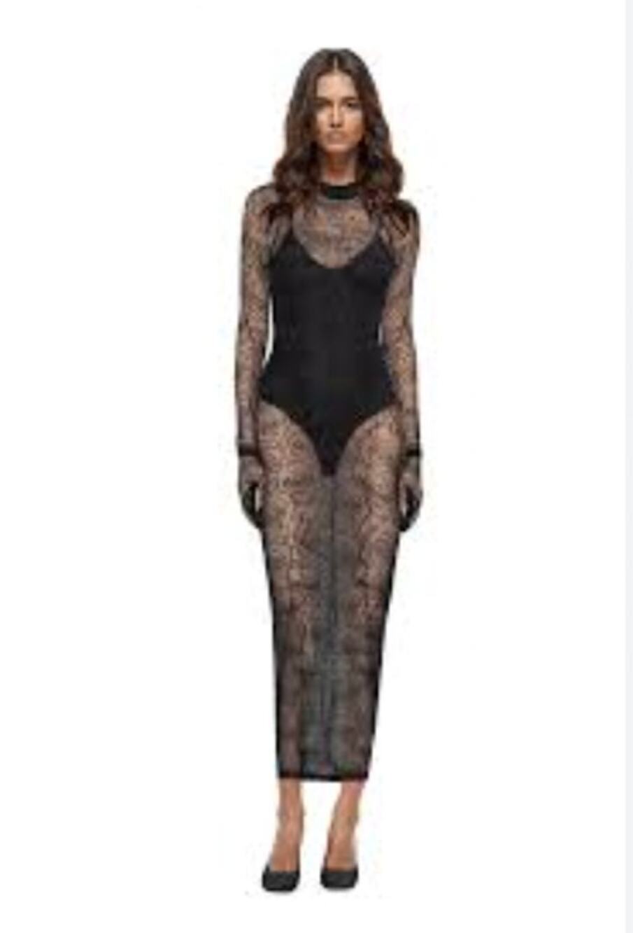 NWT Sze 2 Atoir Black Mesh Floral Kaia Midi Party Vacation Birthday Sheer Dress